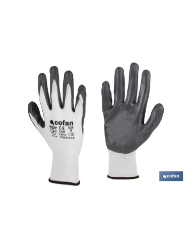 Pack mit 12 100% Polyesterhandschuhen mit grauer Nitrilbeschichtung T-7