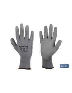 Pack 12 Guantes de Nylon Impregnados PU Gris T-6