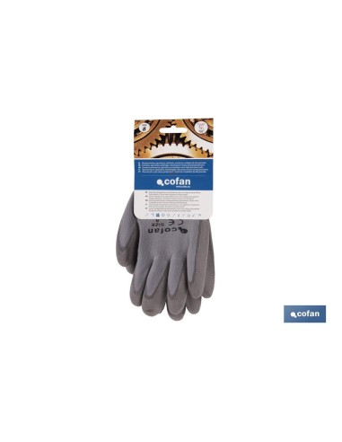Pack of 12 100% Nylon Gloves with Polyurethane Coating Gray T-8