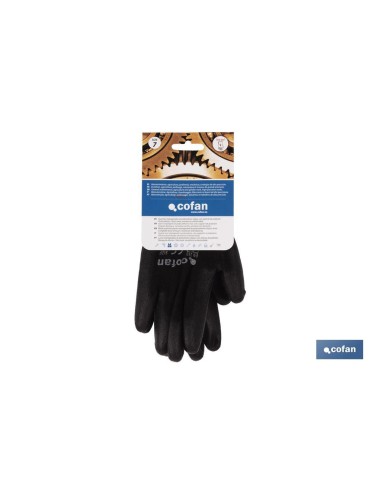 Pack mit 12 Polyesterhandschuhen mit schwarzer PU-Beschichtung T-8