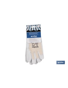 Pacchetto di 12 guanti in pelle di vacca con dorso scoperto T-8 2