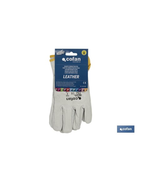Pack of 12 leather gloves size 9 for conductor in blister
