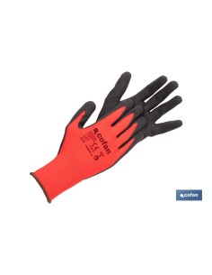Pack of 12 Sandy Coated Nitrile Gloves Red/Black Size 9