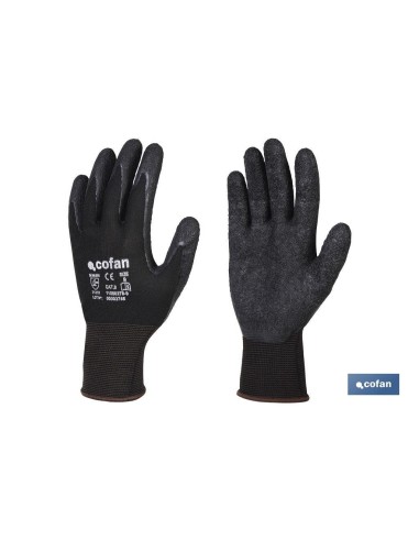 Pack 12 Polyester-Latex-Handschuhe schwarz T-8