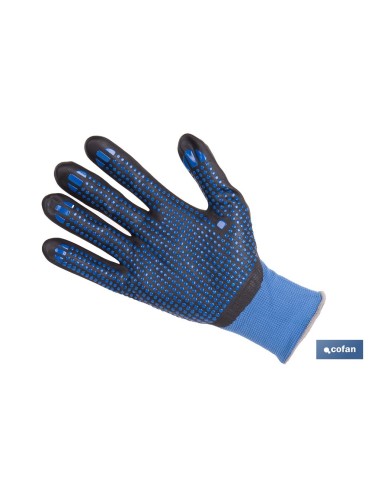 Pack mit 12 Nitrilhandschuhen mit blauen Punkten Größe 10