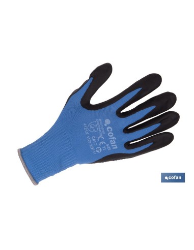 Pack mit 12 Nitrilhandschuhen mit blauen Punkten Größe 10