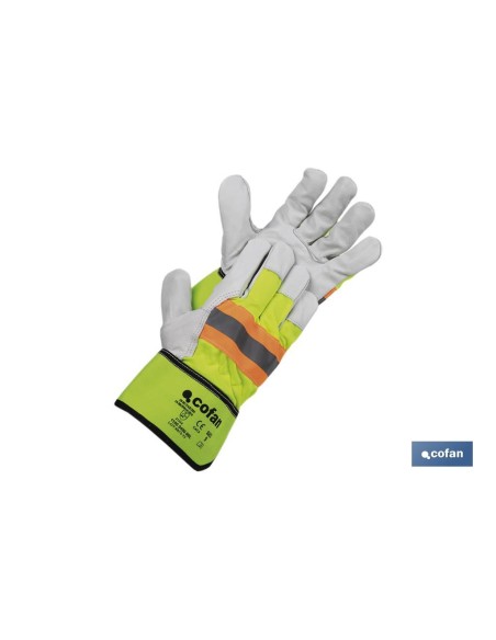 Pack de 12 Gants en Cuir Vache Jaune Fluo Taille 11