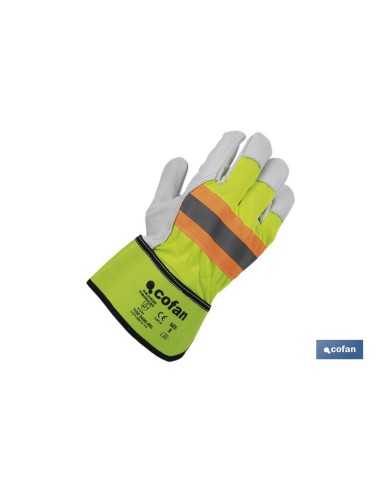 Pack de 12 Gants en Cuir Vache Jaune Fluo Taille 11