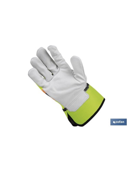 Pacote com 12 Luvas de Couro Vacuno Amarelo Fluorescente Tamanho 11