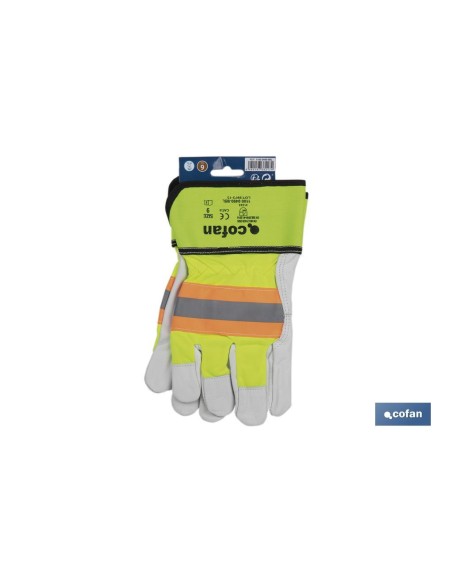 Pacote com 12 Luvas de Couro Vacuno Amarelo Fluorescente Tamanho 11