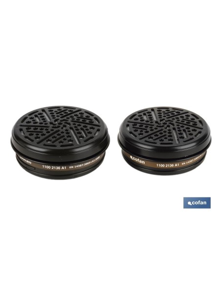 Ensemble de 2 filtres A1 pour protection contre les gaz et vapeurs