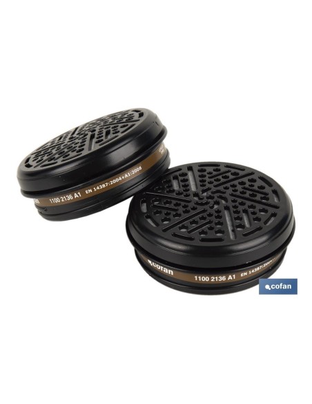 Ensemble de 2 filtres A1 pour protection contre les gaz et vapeurs