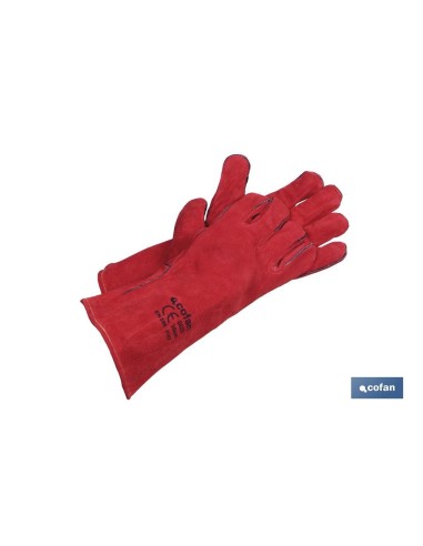 Pack mit 12 roten Schweißhandschuhen mit Innenfutter