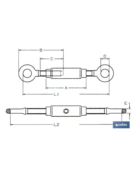 Pack 25 unidades tensor anilla-anilla zinc DIN 1480 M-8
