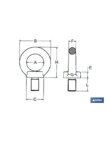 Pack 50 unidades anilla elevación macho DIN 580 M-6 ZN