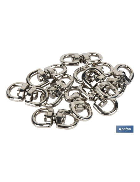 Pacote com 50 Torniquetes Giratórios Níquel 25x25mm para Cordas