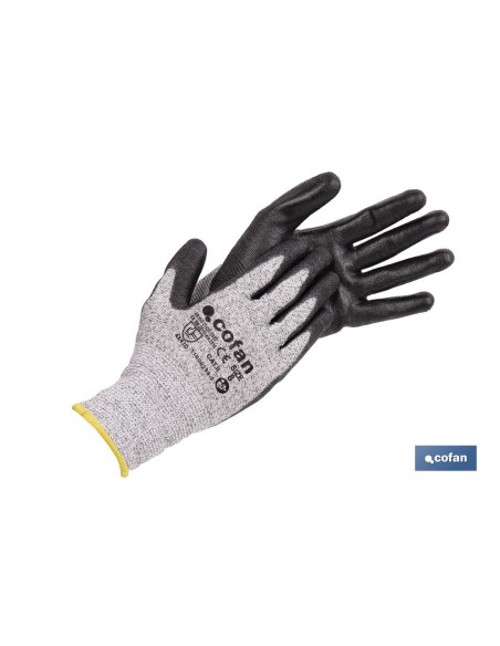 Pack 12 guantes anticorte ultraligeros PU negro T-9