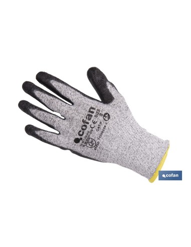 Pack 12 guantes anticorte ultraligeros PU negro T-9