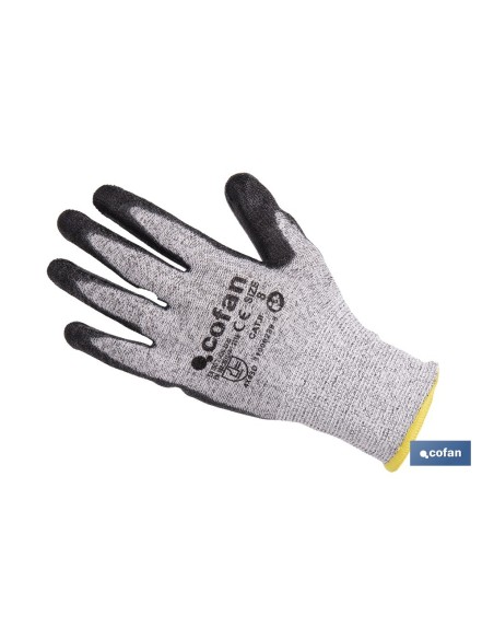 Pacote com 12 luvas anticorte ultraleves PU preto T-9
