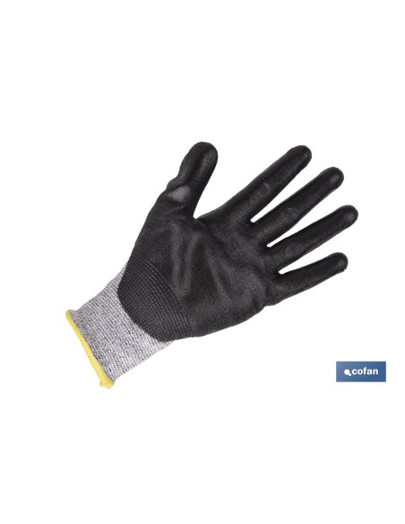 Pack 12 guantes anticorte ultraligeros PU negro T-9