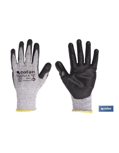 Pack 12 guantes anticorte ultraligeros PU negro T-9