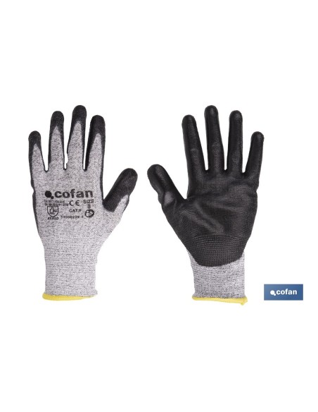 Pack 12 guantes anticorte ultraligeros PU negro T-9