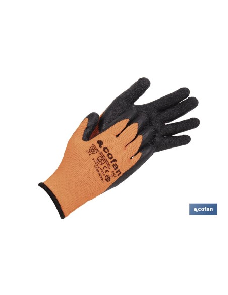 Pack 12 Guantes Naranja Flúor con Revestimiento Térmico de Látex T-10