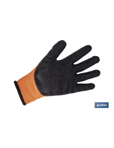 Pacote com 12 Luvas Laranja Fluorescente com Revestimento Térmico de Látex T-10