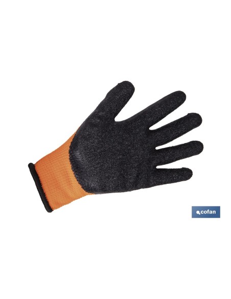 Pack 12 Guantes Naranja Flúor con Revestimiento Térmico de Látex T-10