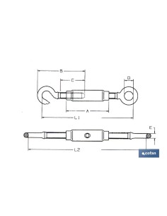 Pack of 5 Hook-Ring Tubular Tensioners M-12 8x10x30 cm 2