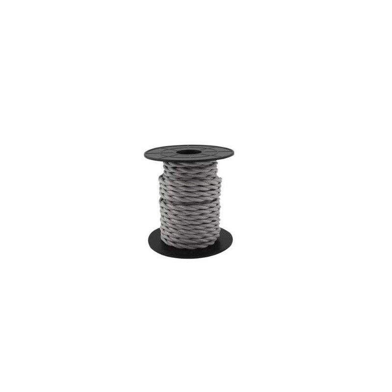 Cabo elétrico têxtil 10 metros 2x0,75mm trançado cinza claro GSC 3902979
