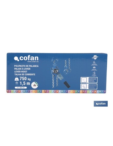 Polipasto de palanca 0,75 T con elevación de 1,5 m