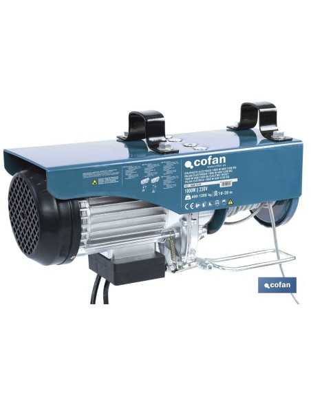 Polipasto eléctrico 1800 W 600/1200 kg elevación 10/20 m
