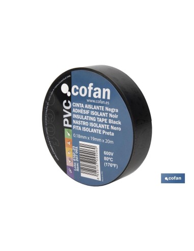 Pack de 10 unités de ruban isolant 180 microns noir 19mm x 20 mètres