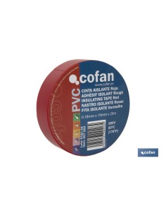 Pack de 10 unités de ruban isolant 180 microns rouge 19mm x 20 mètres