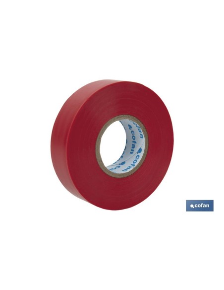 Pack de 10 unités de ruban isolant 180 microns rouge 19mm x 20 mètres