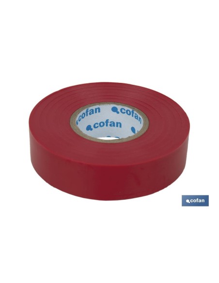 Pack de 10 unités de ruban isolant 180 microns rouge 19mm x 20 mètres
