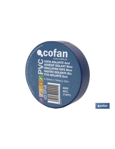 Pack de 10 unités de ruban isolant 180 microns bleu 19mm x 20 mètres
