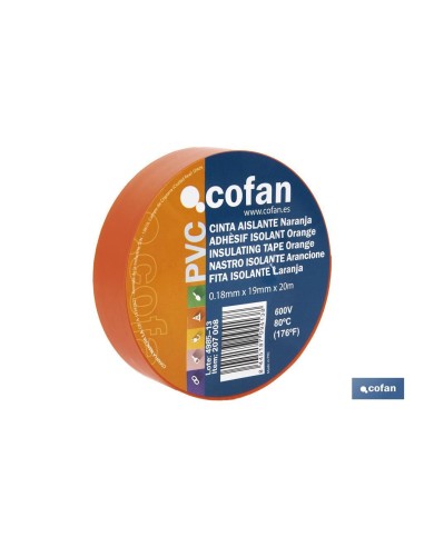 Pack de 10 unités de ruban isolant 180 microns orange 19mm x 20 mètres