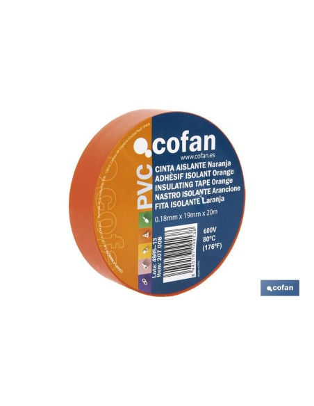 Pack de 10 unités de ruban isolant 180 microns orange 19mm x 20 mètres