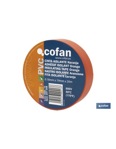 Pack de 10 unités de ruban isolant 180 microns orange 19mm x 20 mètres