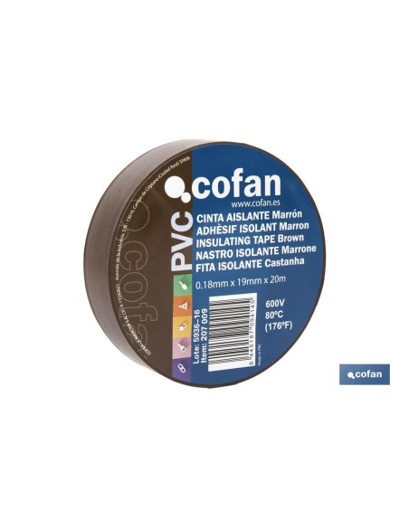 Pack de 10 unités de ruban isolant marron 180 microns 19mm x 20 mètres