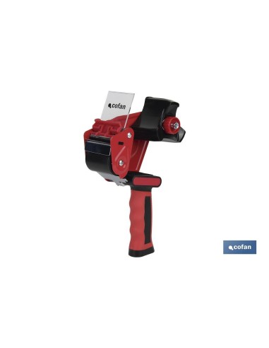 Adhesive tape dispenser with metal body and ergonomic handle