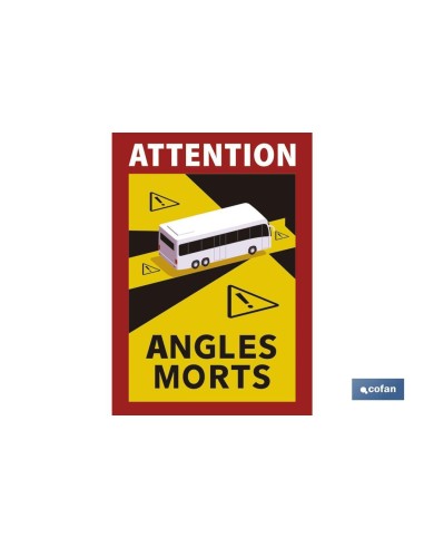 Adhesive Label Attention Angles Morts for Buses 17x25 cm