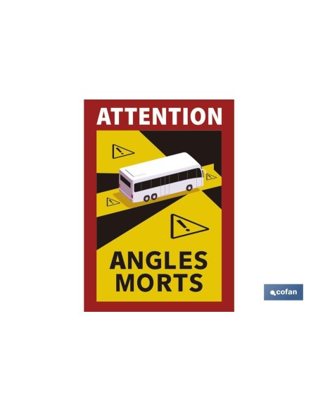Adhesive Label Attention Angles Morts for Buses 17x25 cm