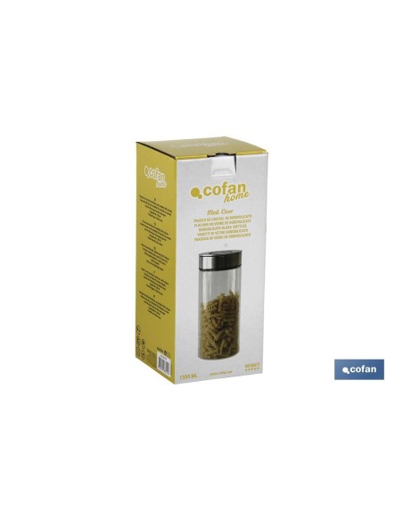 Borosilicate and steel jar 1300 ml with airtight lid