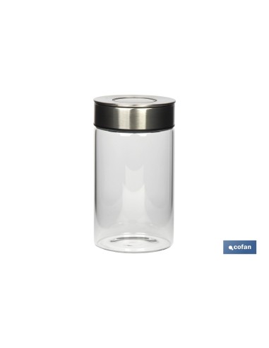 Borosilicate and steel jar 1000 ml with airtight lid