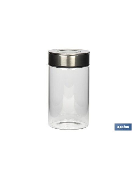 Barattolo in borosilicato e acciaio 1000 ml con coperchio ermetico