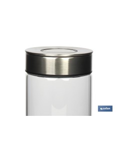 Borosilicate and steel jar 1000 ml with airtight lid 2