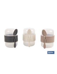 Set of 3 containers with lid and spoon 200ml+200ml